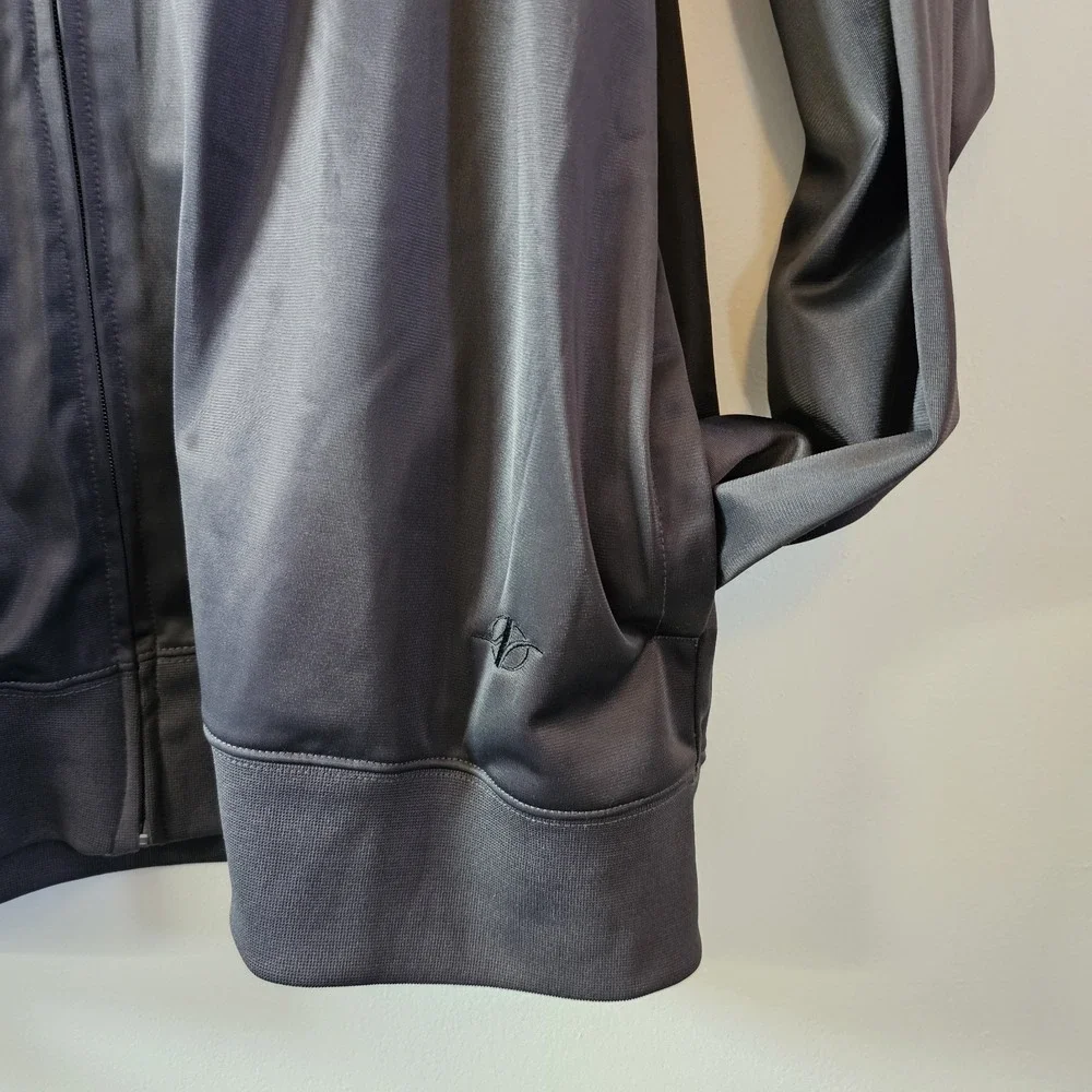 Nordic Track Chest Stripe Jogging Jacket Men's XXL 2X Charcoal Gray Fleece Lined